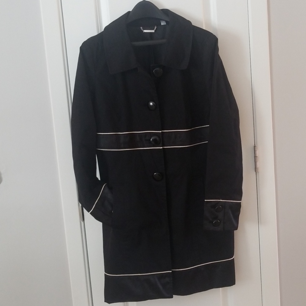 Apt.9 Black and White Trench Coat, size L